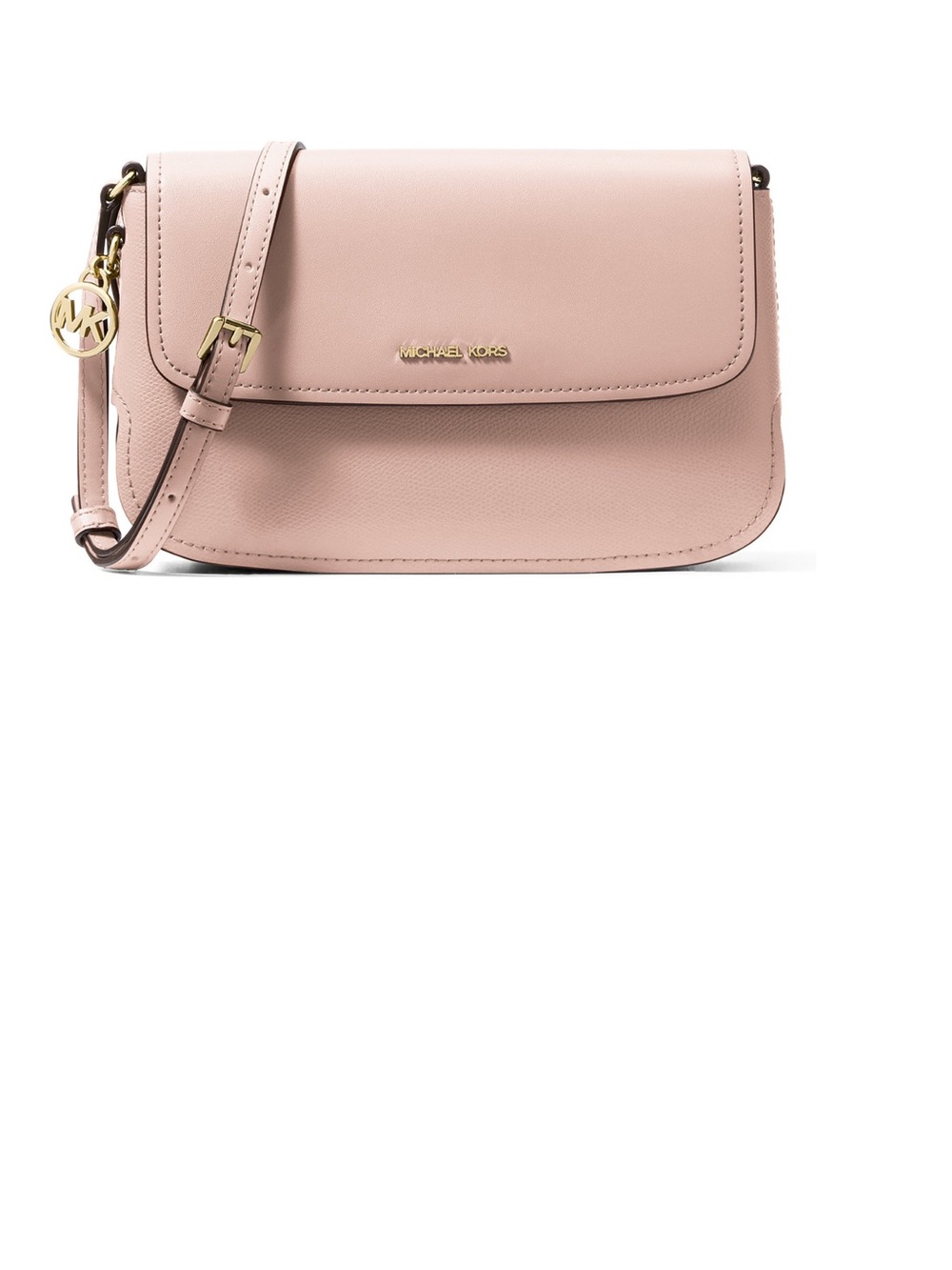 Michael Kors Blush Leather Flap Crossbody Bag with Gold Hardware